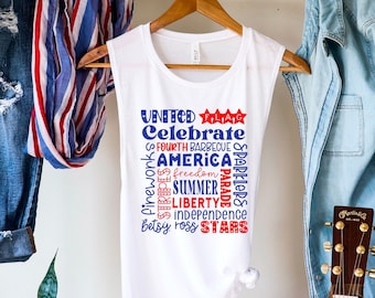 4. Juli Unisex Tank, Retro America Tank, USA Tank, Sommer BBQ Tank Top, Rot Weiß und Blau, Womens America Fourth of July Tank 1776 Tank