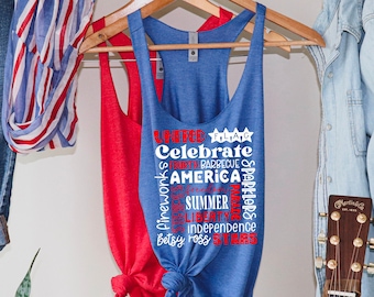 4. Juli Damen Tank, Retro America Tank, USA Tank, Sommer BBQ Tank Top, Rot Weiß und Blau, America Fourth of July Tank 1776 Tank