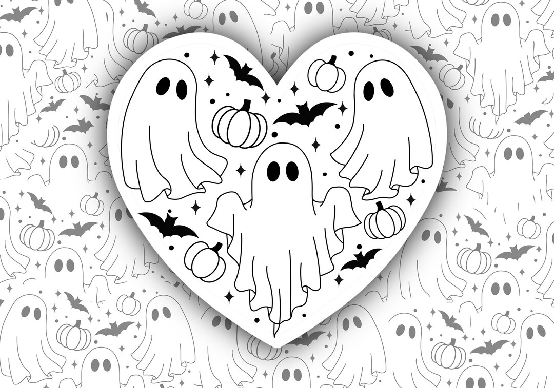 Flying Ghost Sticker Flying Ghost Heart Sticker 2x2 Ghosts Spooky Stickers, Goth, Gothic ...