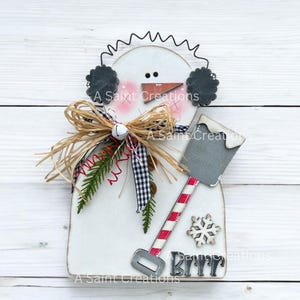 DIY Kit or Finished Snowman Shelf Sitter, Winter Shelf Sitter, Tiered Tray, Winter Table Decor, Christmas Decor, Snowman Decor, Table Sign