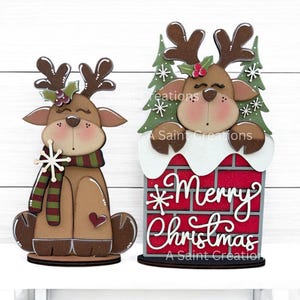 DIY Kit or Painted Reindeer Shelf Sitter, Winter Shelf Sitter, Tiered Tray, Winter Table Decor, Christmas Decor, Reindeer Decor, Table Sign,