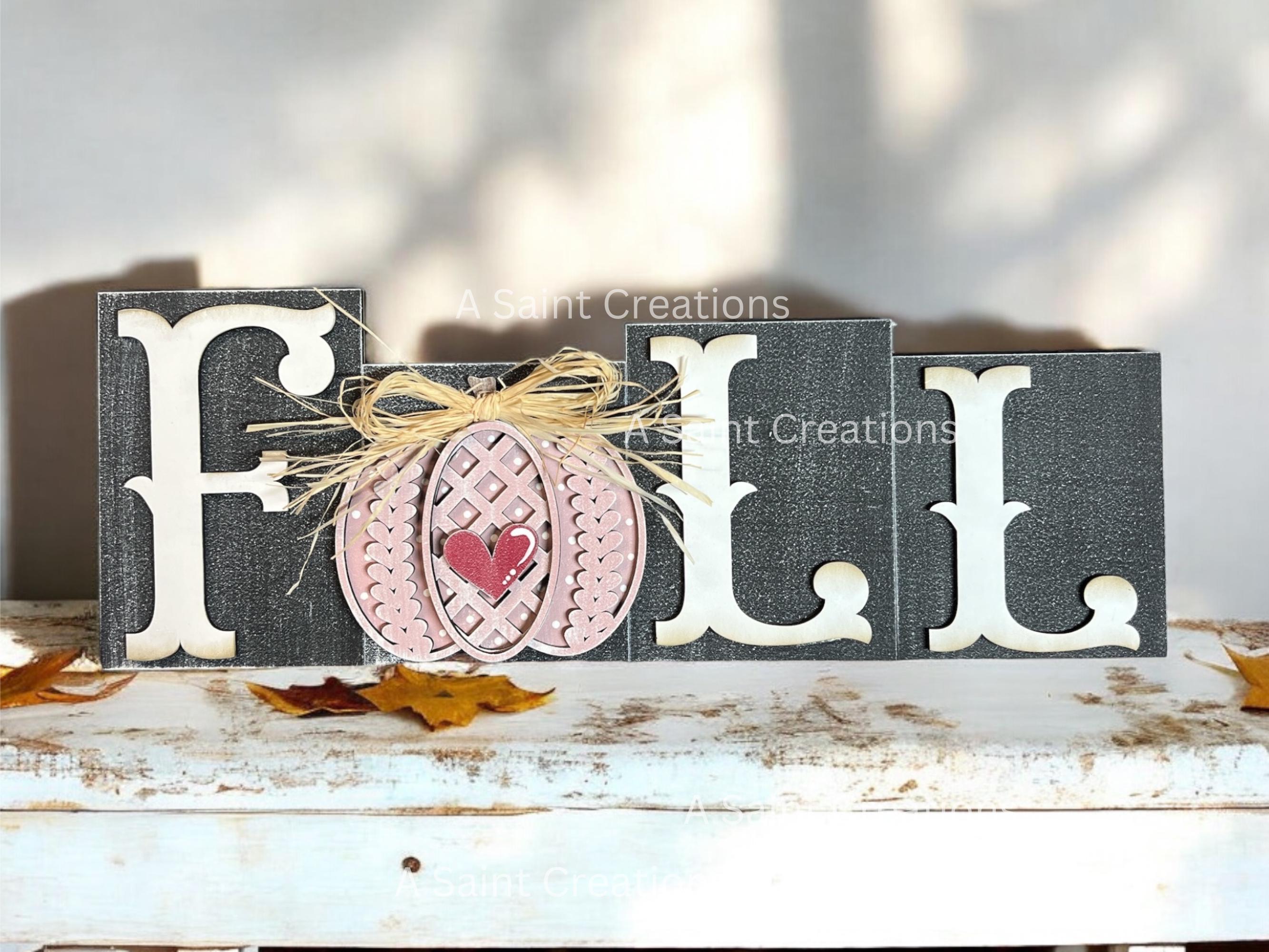 Fall Word Signs DIY Kit or Finished Fall Word Sign, Fall Decor, Wood Fall Sign, Word ...
