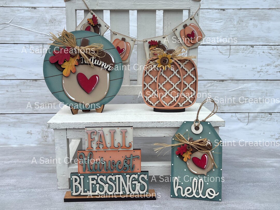 DIY Kit or Finished Fall Decor Set, Fall Decor, Fall Tiered Tray ...