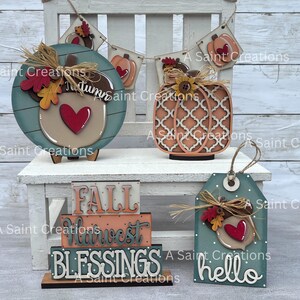 DIY Kit or Finished Fall Decor Set, Fall Decor, Fall Tiered Tray, Pumpkin Tiered Tray, Fall Mantle Decor, Fall Harvest, Housewarming Gift