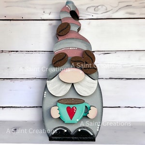 DIY Kit or Painted Coffee Gnome, Coffee Bar Decoration, Coffee Tiered Tray Decor, Coffee Lover, Coffee Decor, Coffee Gifts, Tiered Tray Gnom