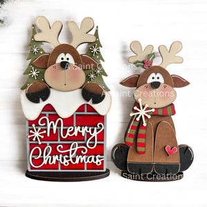 DIY Kit or Painted Reindeer Shelf Sitter, Winter Shelf Sitter, Tiered Tray, Winter Table Decor, Christmas Decor, Reindeer Decor, Table Sign