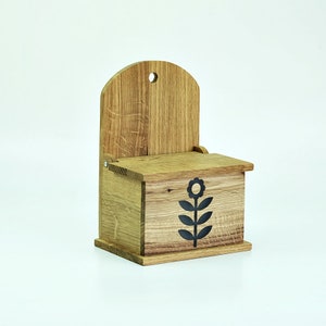 Oak salt box wooden salt jar with clear window