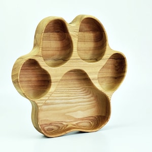 Wooden snack tray dog paw serving plate