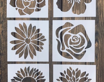 pic Simple Flower Stencil Art flower stencil etsy