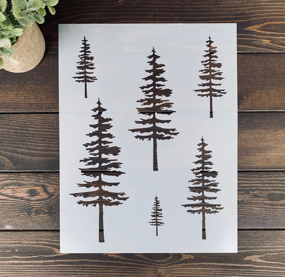 Stencil, Skinny Tree Stencil Sheet, FunkyTree Stencil, Christmas Tree  Stencils, Evergreen Tree Stencil, Farm Fresh Trees Stencil