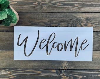Reusable Welcome Cursive Stencil, DIY Sign