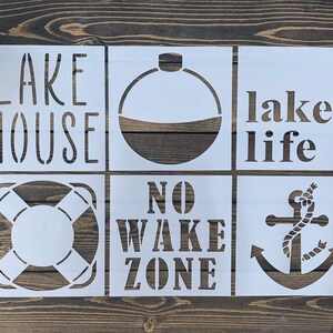 Stencil, Lake Stencil Bundle, No Wake Zone Stencil, Lake Themed Stencils, Mini Lake Stencils, Lake House Stencil, Lake Life Stencil
