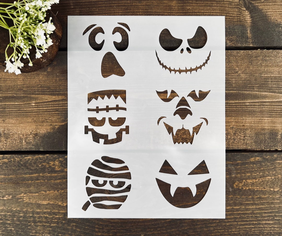 Stencil, Reusable Jack O Lantern Stencil Sheet, Pumpkin Stencil ...