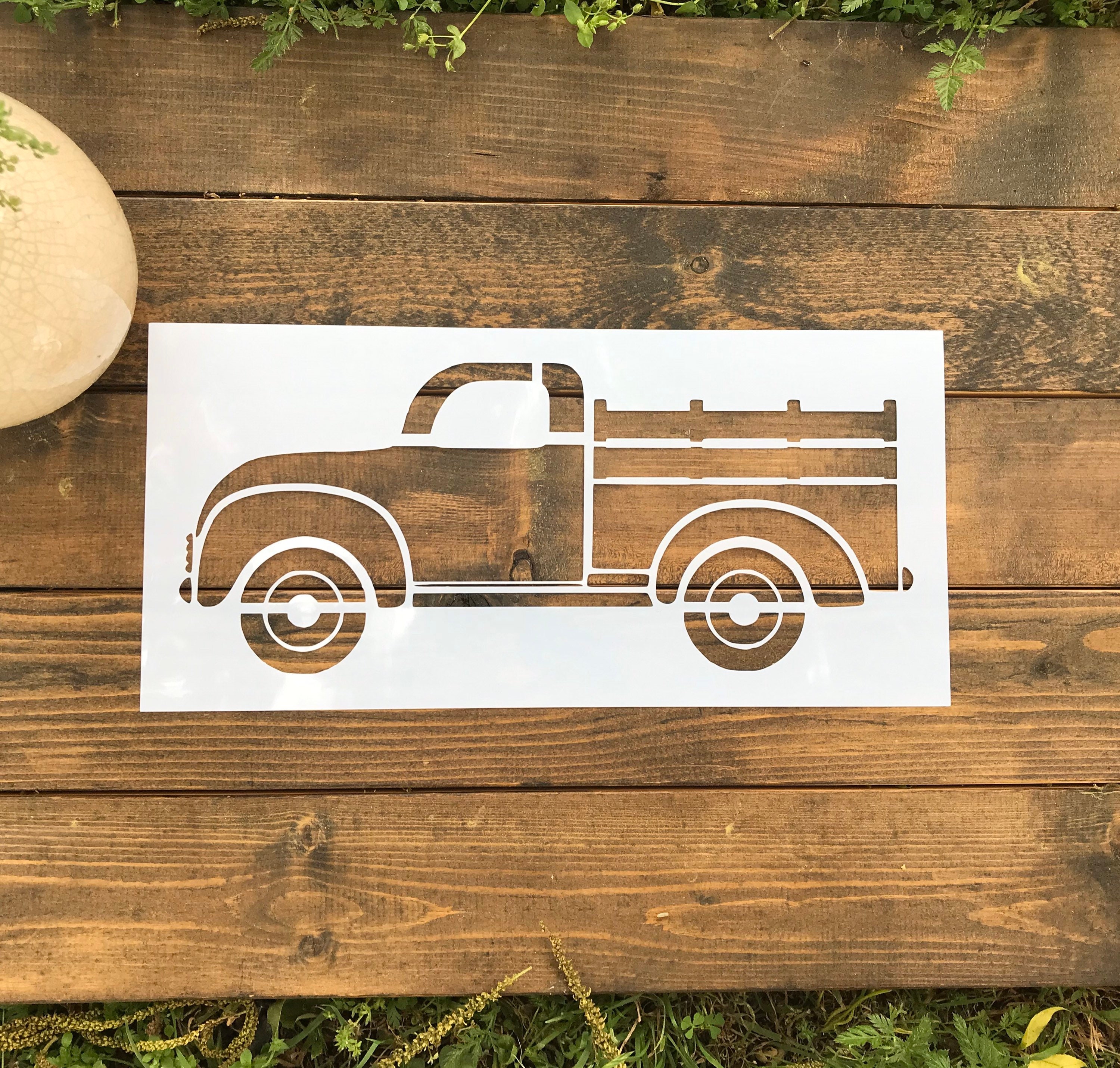 reusable-vintage-truck-stencil-truck-stencil-farmhouse-truck-etsy