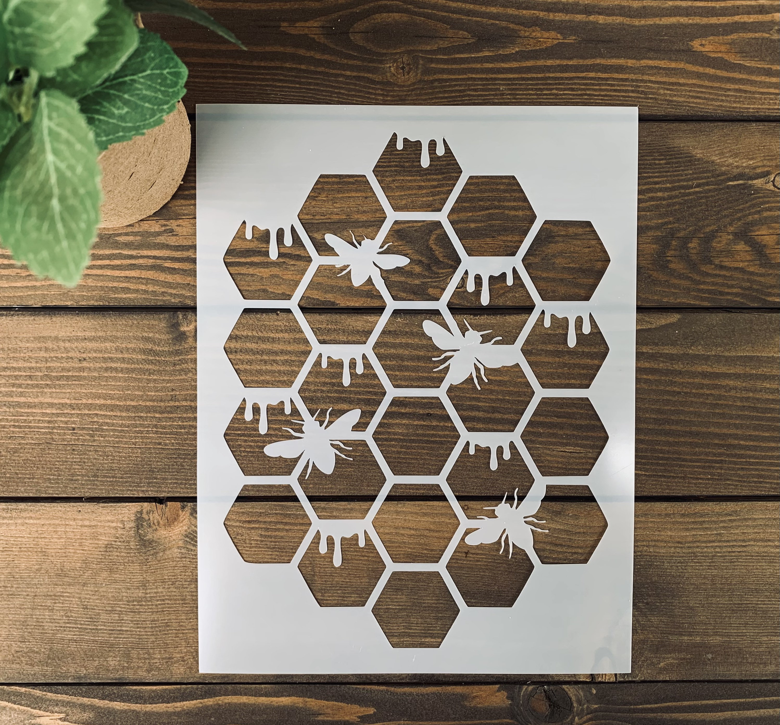 1/2 HONEYCOMB BEEHIVE STENCIL, Hexagon Pattern, Shapes Template 