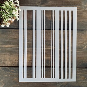 Flour Sack Stripes Stencil, Primitive Style Lines, Reusable Craft Template