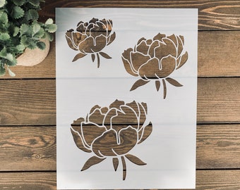 Stencil, Reusable Peony Stencil Sheet, Wild Flower Stencil, Spring Stencil, Spring Themed Stencil, Flower Stencil, Tulip Stencil