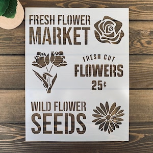 Stencil, Reusable Flower Stencil Sheet, Wild Flower Stencil, Spring Stencil, Spring Themed Stencil, Flower Stencil, Fresh Flower Stencil