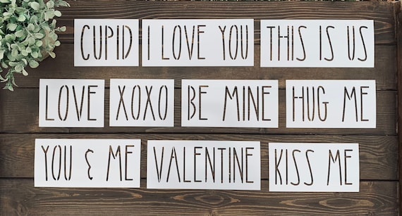 Stencil, Valentine Word Stencil Bundle, Valentine Stencils, Valentine  Skinny Word Stencils, Be Mine Stencil, I Love You Stencil