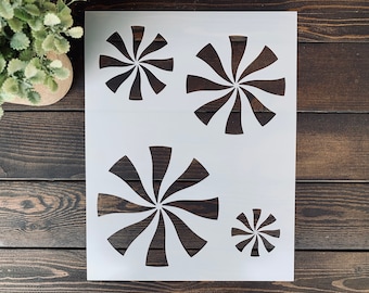 Stencil, Reusable Peppermint Stencil Sheet, Christmas Stencil, Peppermint Candy Stencil, Peppermint Strip Stencil, Peppermint Swirl Stencil