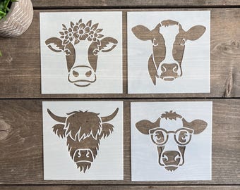 Highland Cow Stencil - Mylar Sheet For Wall Art, Kids Crafts - 190 Micron - Laser Chimp UK