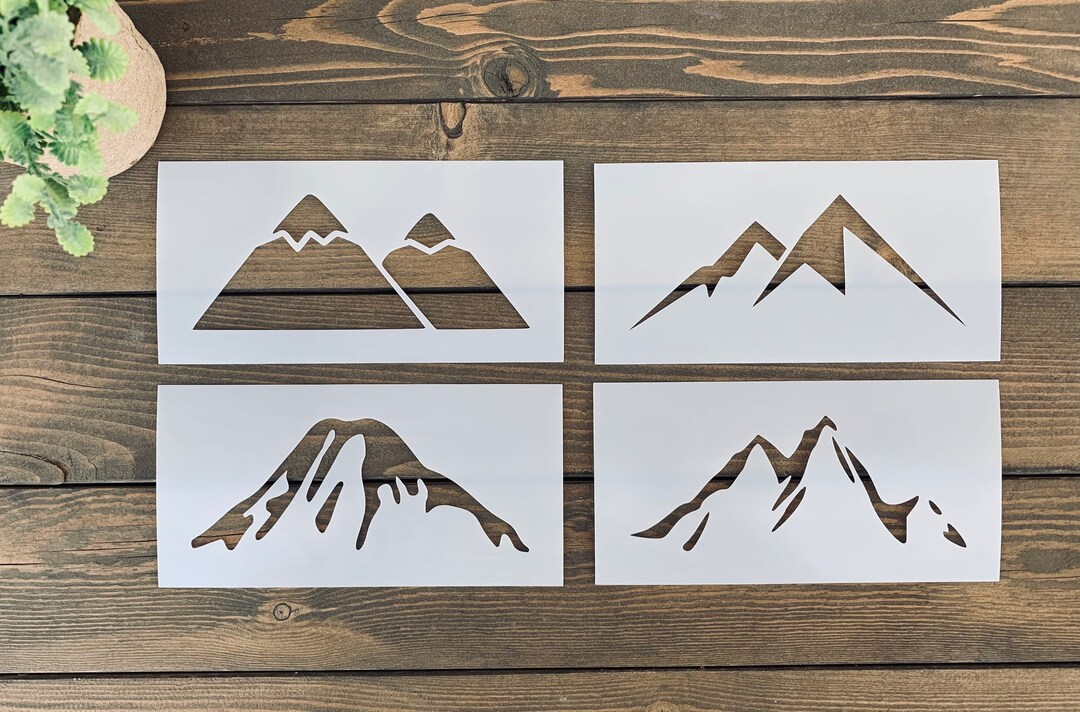 Stencil, Reusable Mountain Stencil Bundle, Mountain Range Stencil ...