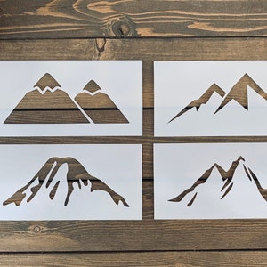 Stencil, Reusable Mountain Stencil Bundle, Mountain Range Stencil, Mountain Silhouette Stencil, Mountain Top Stencil, Camping Stencil