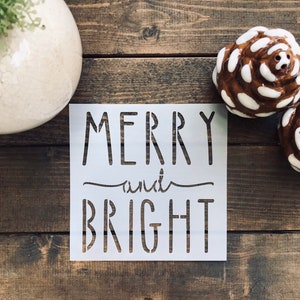Stencil, Reusable Merry & Bright Stencil, Christmas Stencil, Christmas Themed Stencil, Christmas Stencil, DIY Christmas Decor
