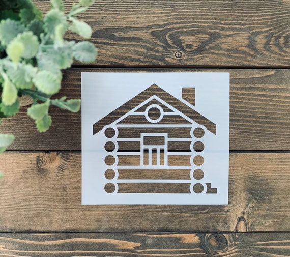 Stencil Reusable Log Cabin Stencil Cabin Stencil Camping | Etsy