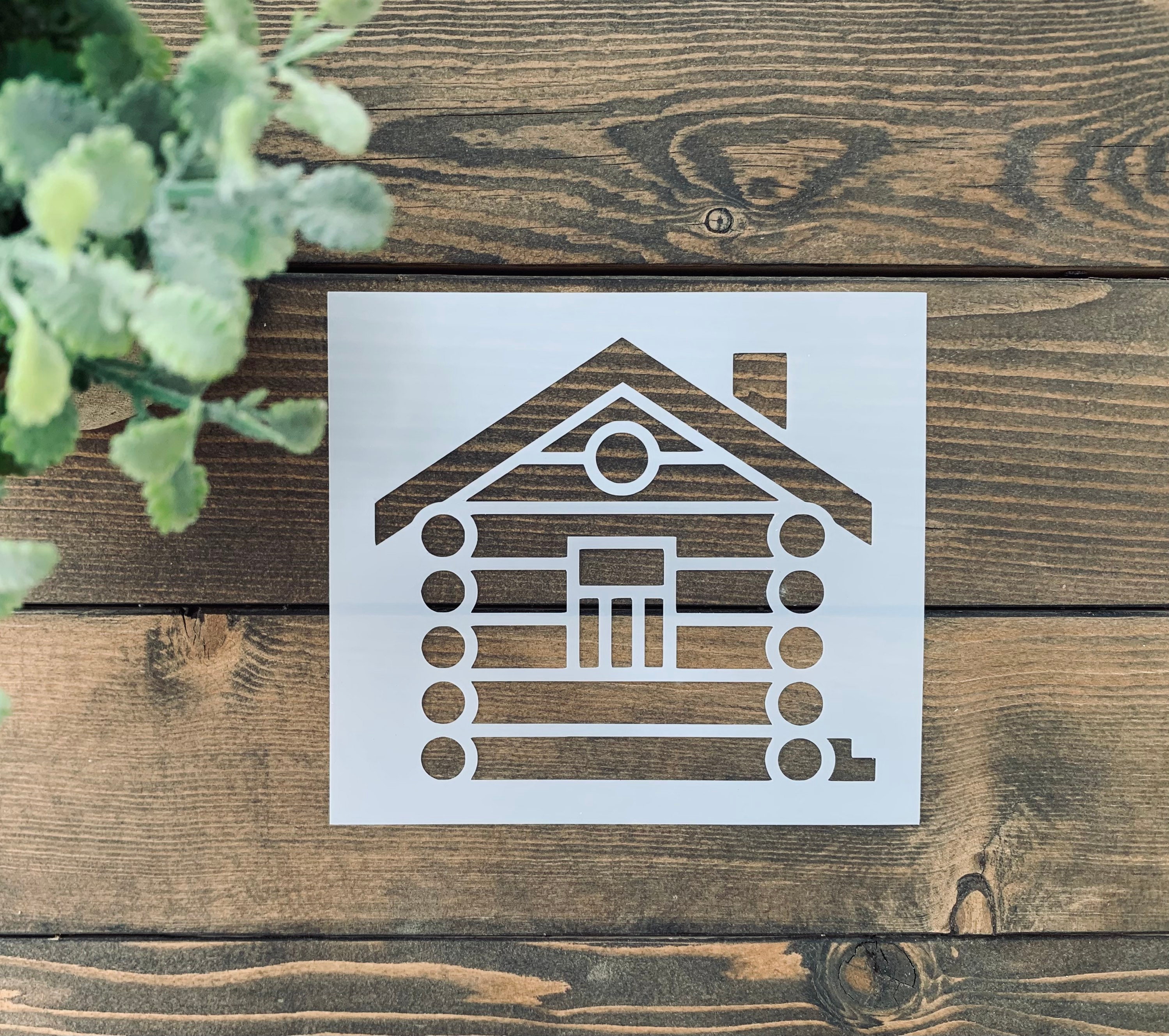 stencil-reusable-log-cabin-stencil-cabin-stencil-camping-etsy