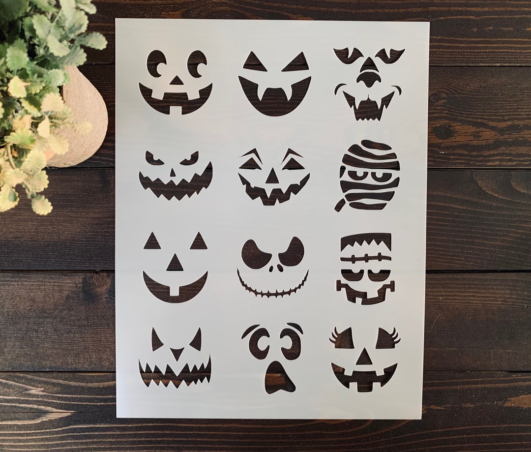 Stencil, Reusable Jack O Lantern Stencil Sheet, Pumpkin Stencil ...