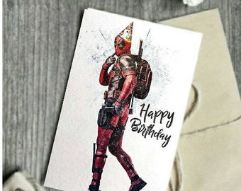 Printable Birthday Card Deadpool - Etsy