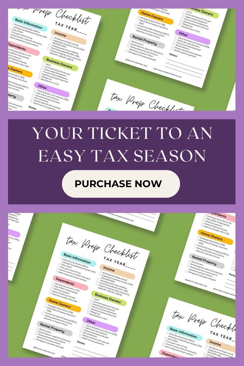 Tax Prep Checklist Tracker Documents You Need to File Your Tax Return ...