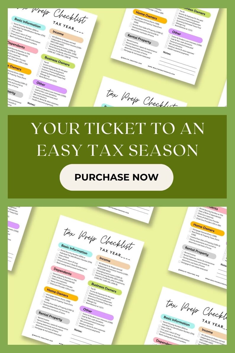 Tax Prep Checklist Tracker Documents You Need to File Your Tax Return ...