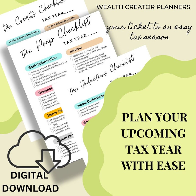 Tax Prep Checklist Tracker Documents You Need to File Your Tax Return ...