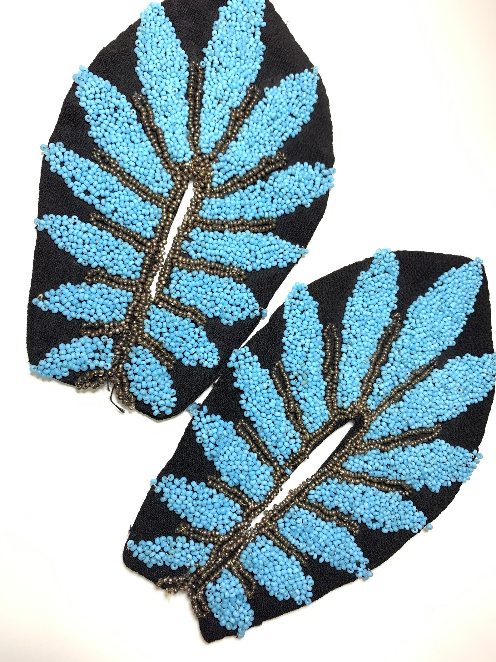 Epaulets Shoulder Pads Blue and Black Beaded Epaulets Etsy