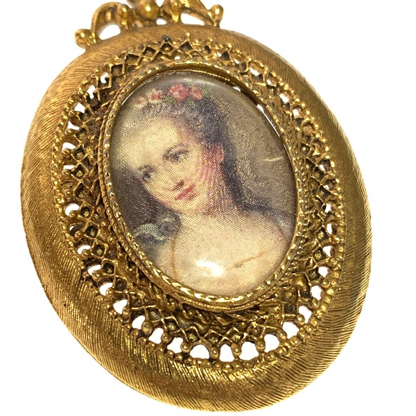 broche de portrait Florenza vintage / pendentif