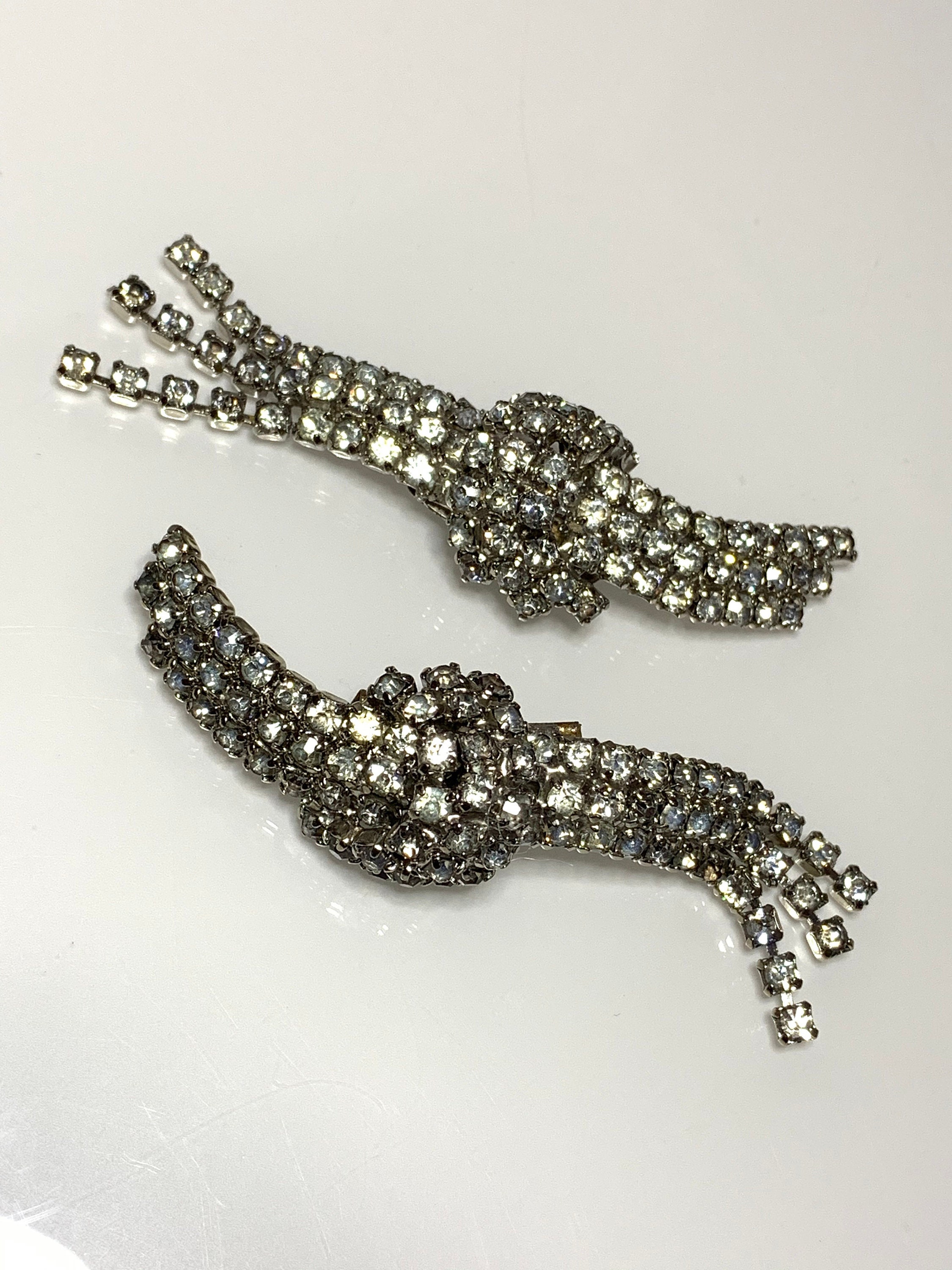 Vintage Silver Tone and Rhinestone Stamped MUSI Pave Shoe 
