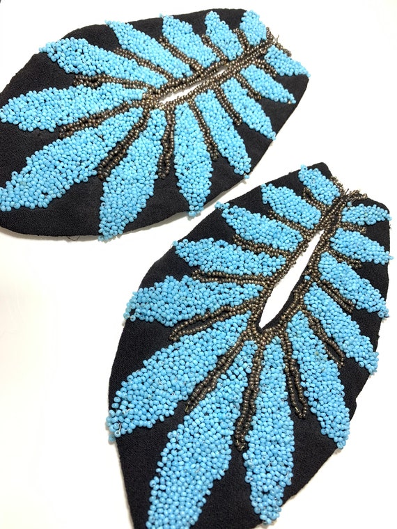 Epaulets Shoulder Pads Blue and Black Beaded Epaulets Etsy