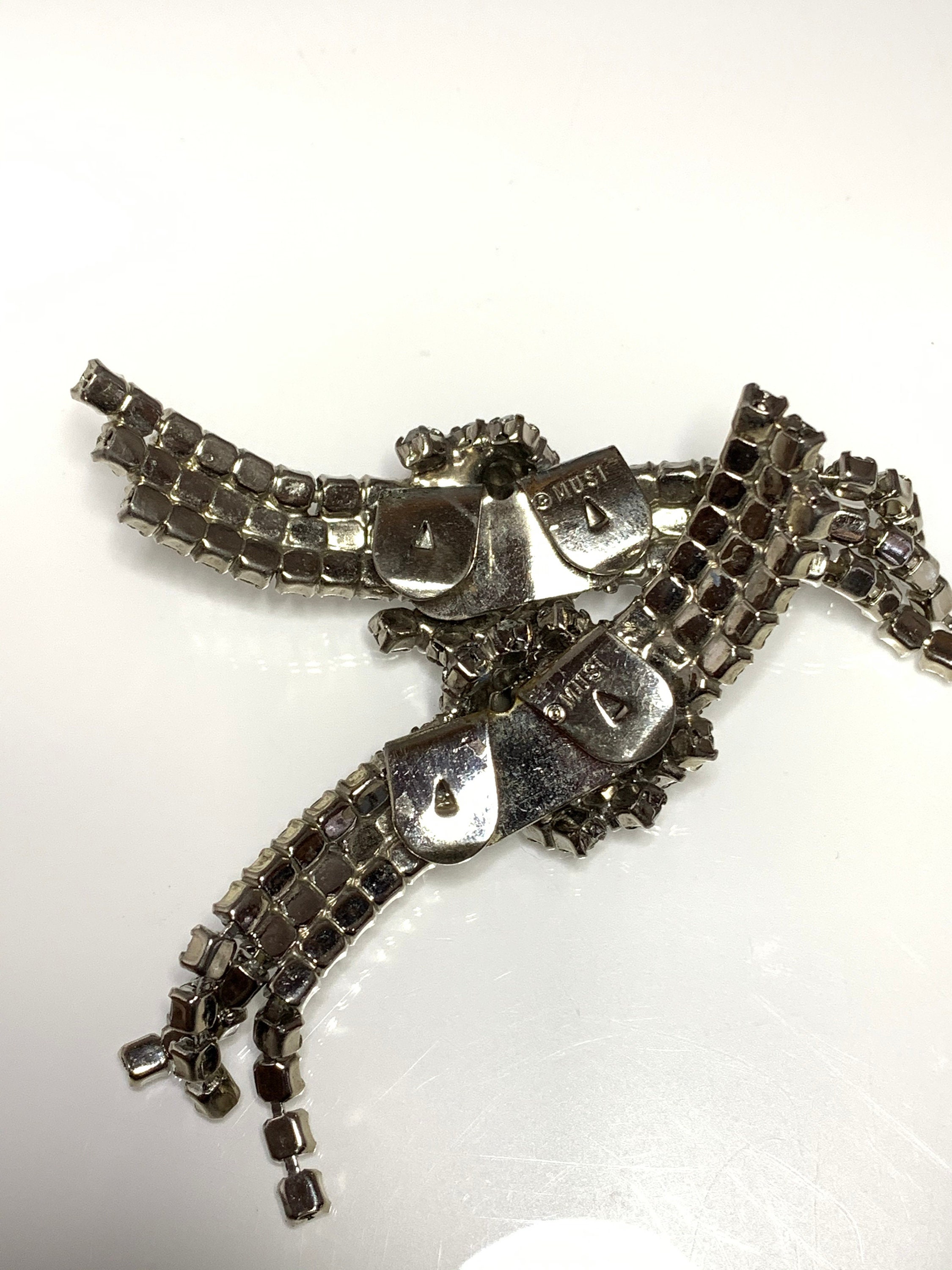 Vintage Silver Tone and Rhinestone Stamped MUSI Pave Shoe  display picture 3