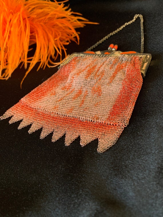 Vintage mesh coin purse - Orange