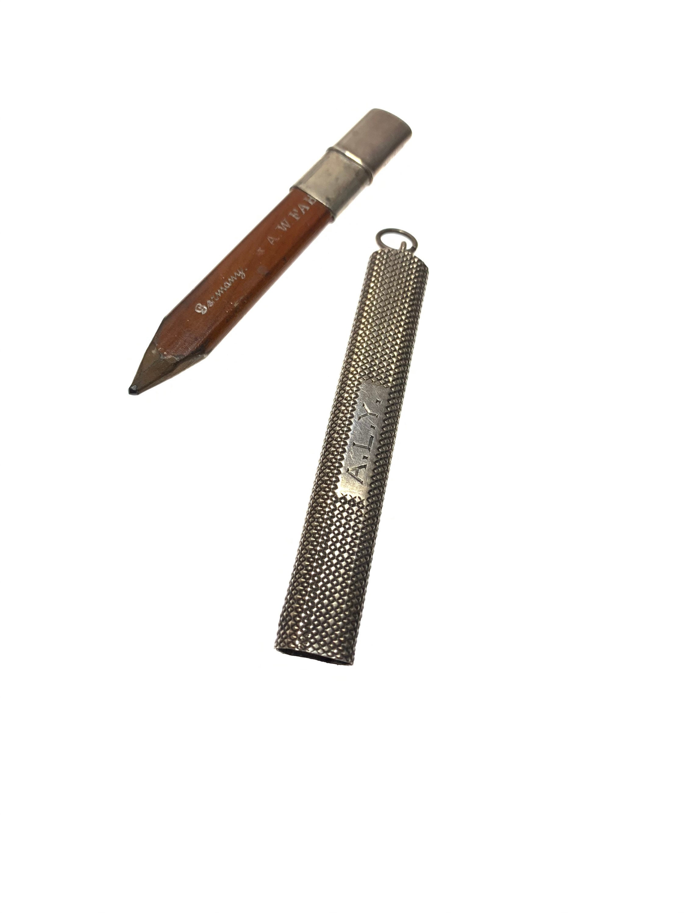 Antique Silver Pencil Case Pendant With Pencil for