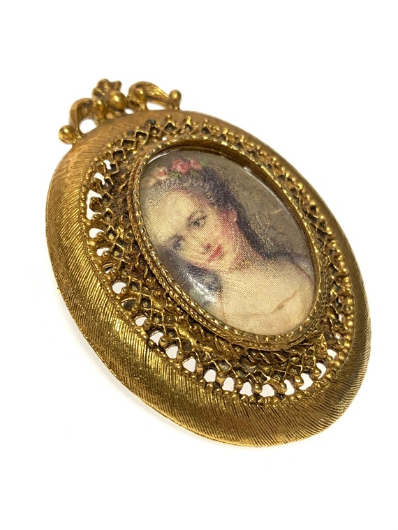 Vintage Florenza portrait brooch / pendant - image 8