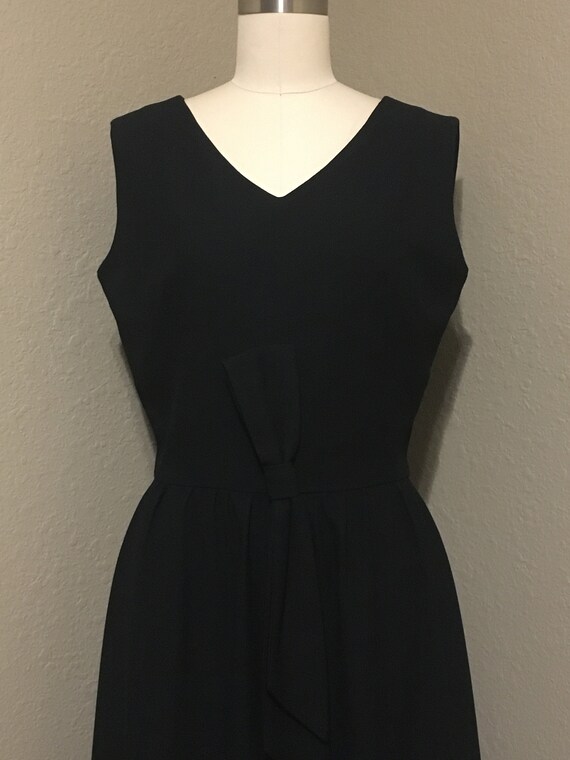 1960's Black Sleeveless Sheath Dress with Two-Tie… - image 3