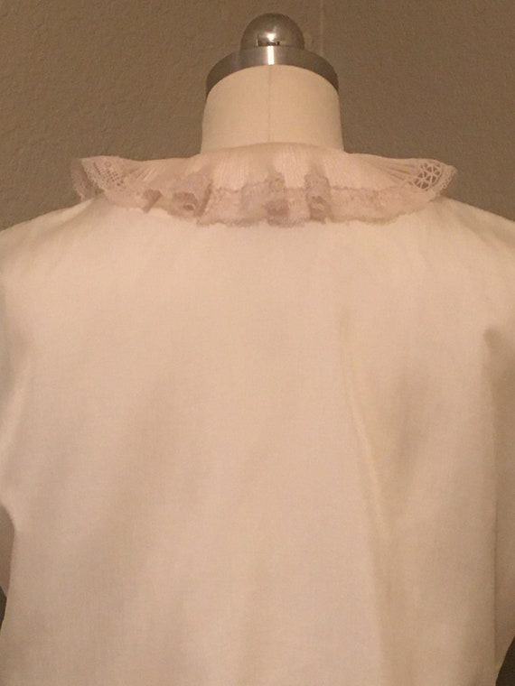 1970's Ivory Silky Poly Blouse with Ruffle Lace N… - image 7