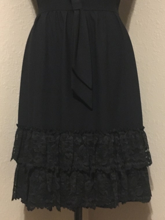 1960's Black Sleeveless Sheath Dress with Two-Tie… - image 4