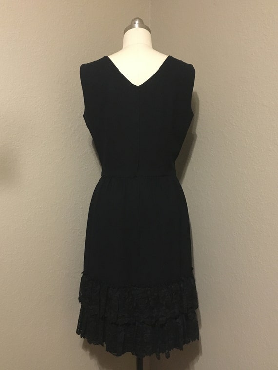 1960's Black Sleeveless Sheath Dress with Two-Tie… - image 8