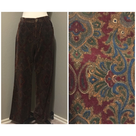 1990's-00's Paisley Velvet Pants Straight Leg Fall