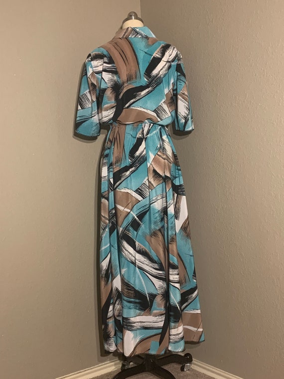 1980's does 1940's Abstract Print Rayon Dress in … - image 7