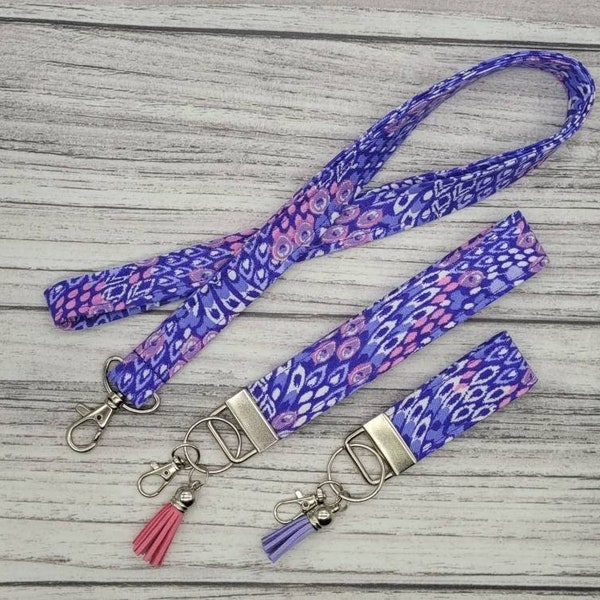 Feather Keychain Wristlet with Clip, Mini Key Fob Wristlet for Women, Purple Lanyard for Badge Holder, Car Key Wrist Strap, Teen Driver Gift